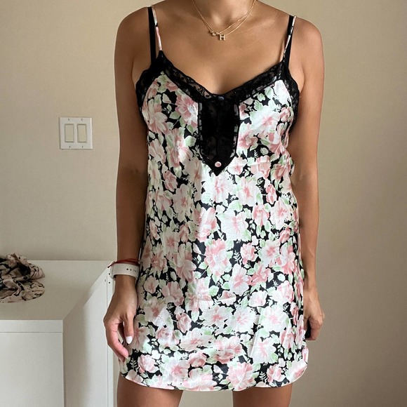 Fantasies by Morgan Taylor Slip Dress & Robe Set Lace Floral Print Size S - Picture 5 of 16